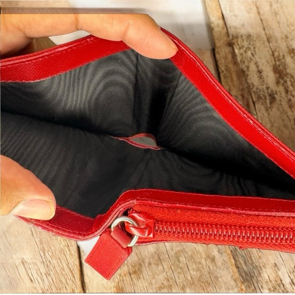 Prada Red Nylon & Saffiano Leather Zip Compact Wallet - Picture 9 of 10